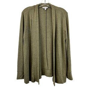 Eden Ruth Womens Long Sleeve Open Front Collared Cardigan Green Small